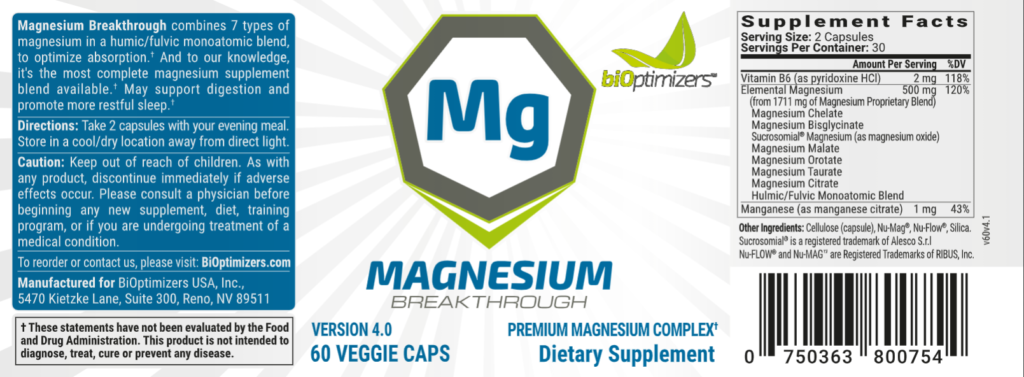 Magnesium Breakthrough supplement fact