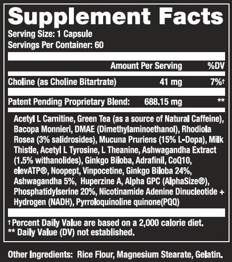 Body Brain Energy Supplement Facts